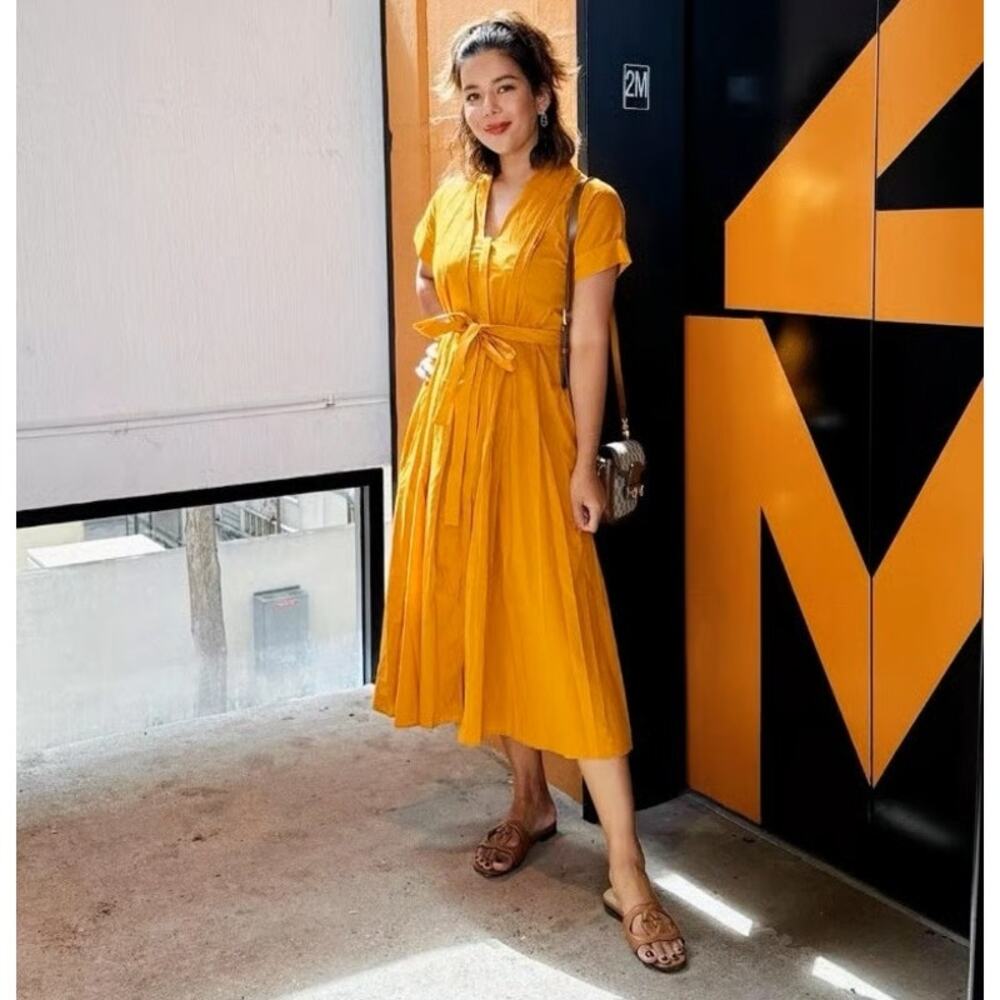 RARE ZARA Burnt Orange Cotton Midi Dress NWT - Picture 11 of 16
